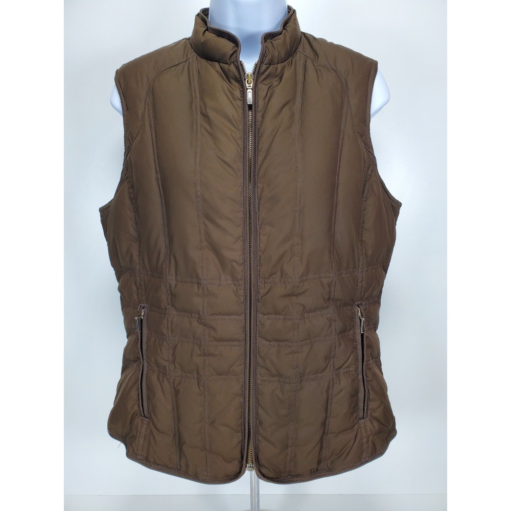 Eddie Bauer Goose‎ Down Vest Womens M Brown Warm Insulated Quilted